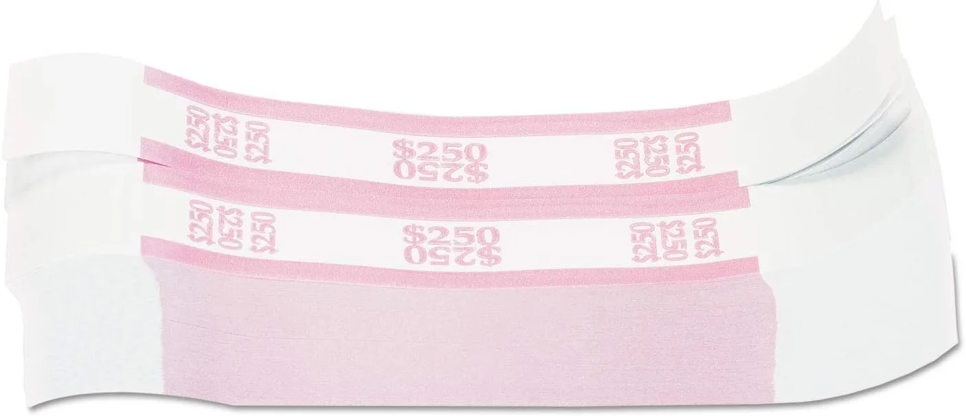 PAP-R $250 Currency Straps, Pink, 1000 Count (400250)