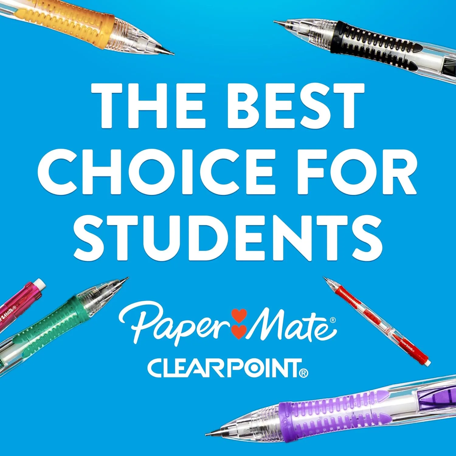 Paper Mate Clearpoint Mechanical Pencils, 0.7mm, Blue Barrel, Pack of 12