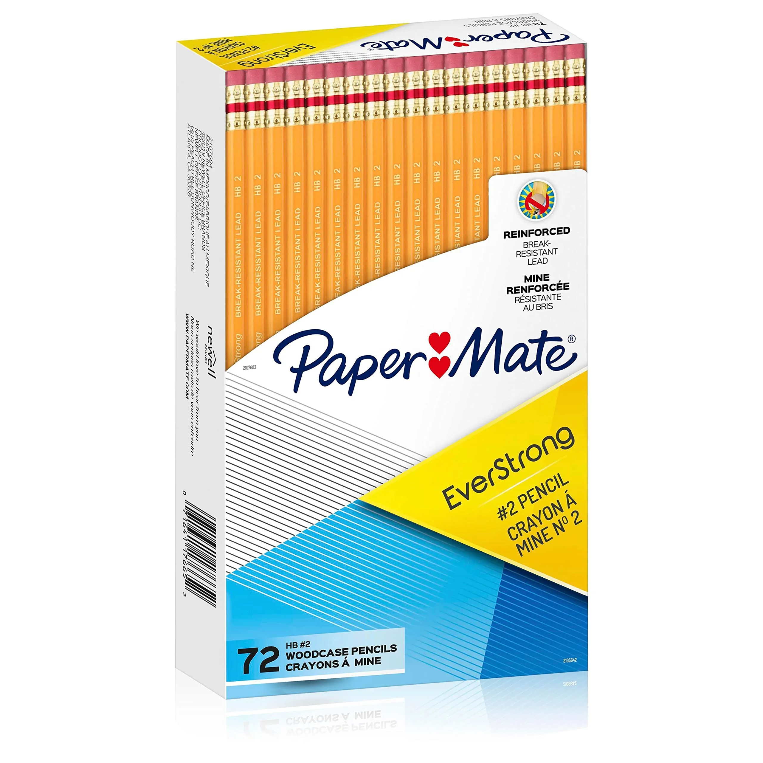 Paper Mate EverStrong #2 Pencils, Reinforced Break-Resistant Lead, 72-Count