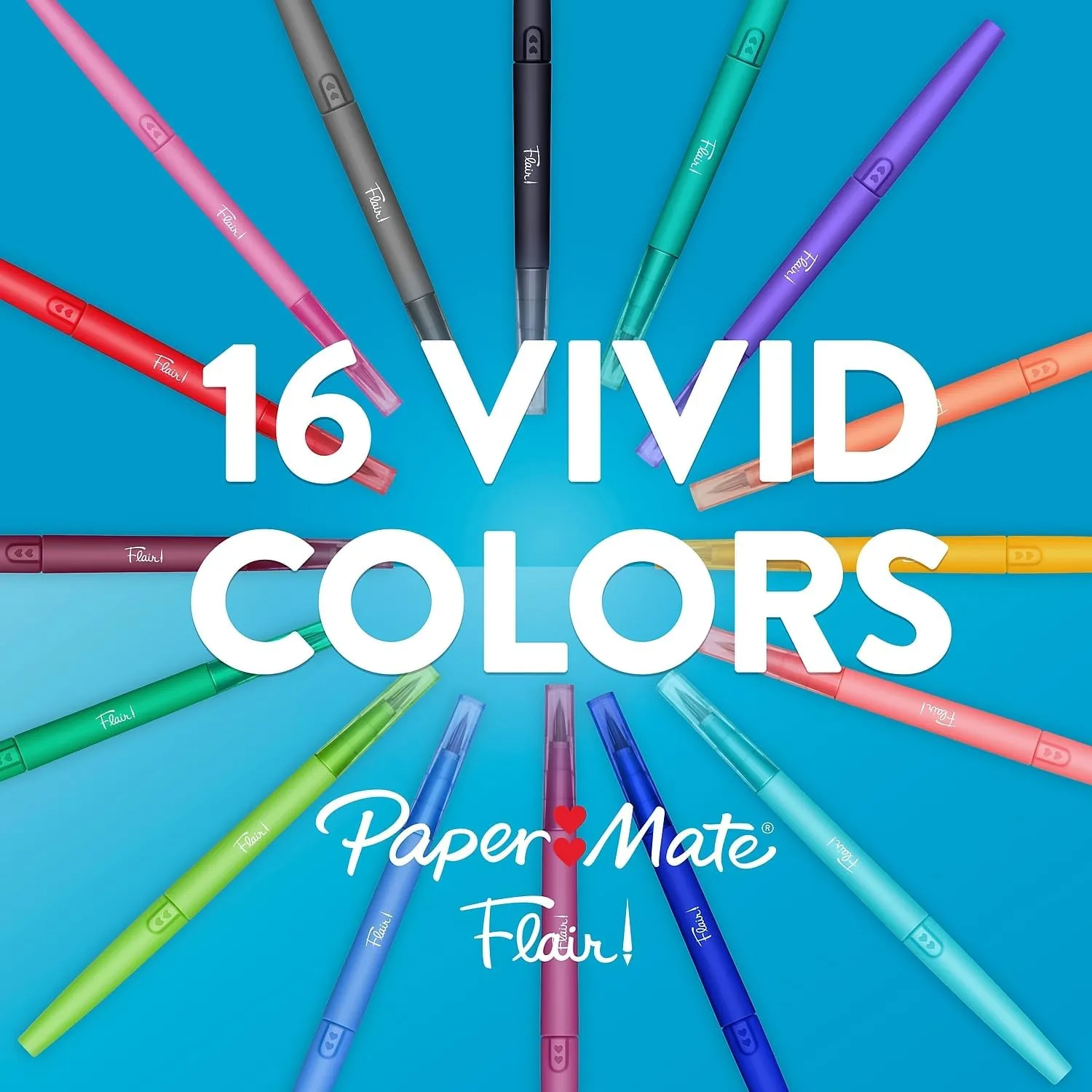 Paper Mate Flair Dual Felt-Tip Pens, Pack Of 8 Pens, Brush And Medium Tips, Assorted Barrel Colors, Assorted Ink Colors