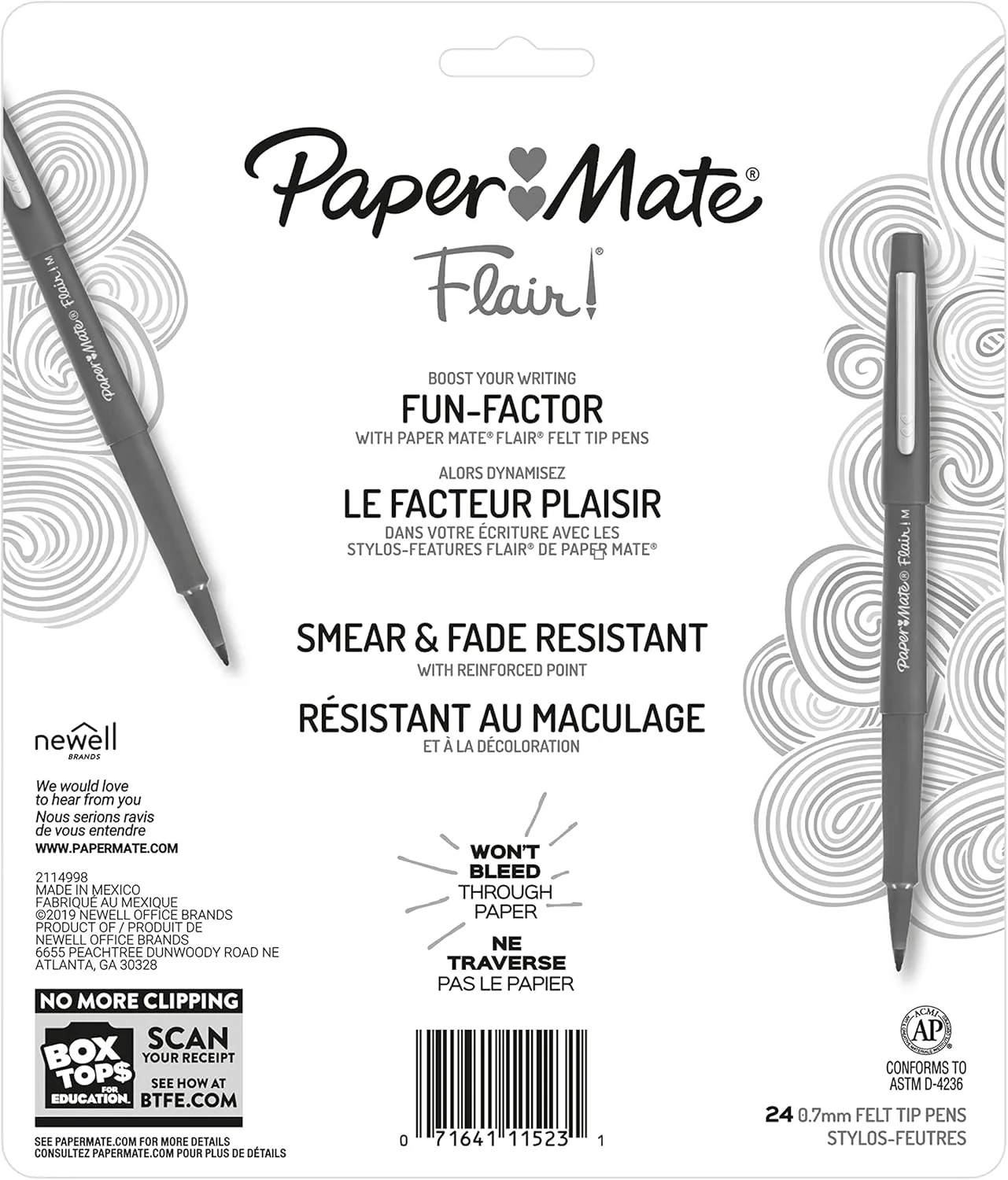 Paper Mate Flair Porous-Point Pens, 0.7 mm Medium Point, Assorted Colors, 24 Count