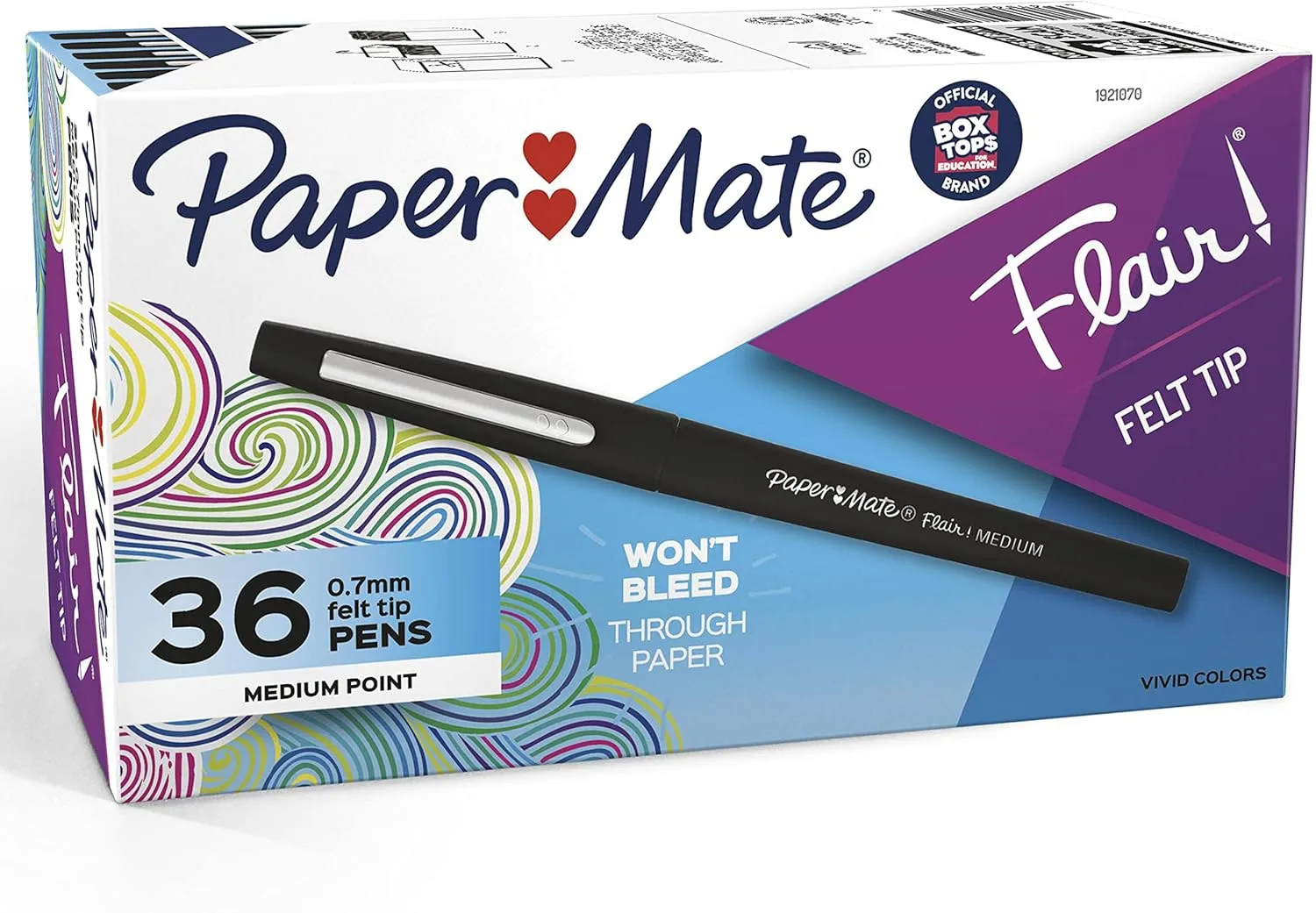 Paper Mate Flair Felt Tip Pens, Medium Point (0.7mm), Black, 36 Count