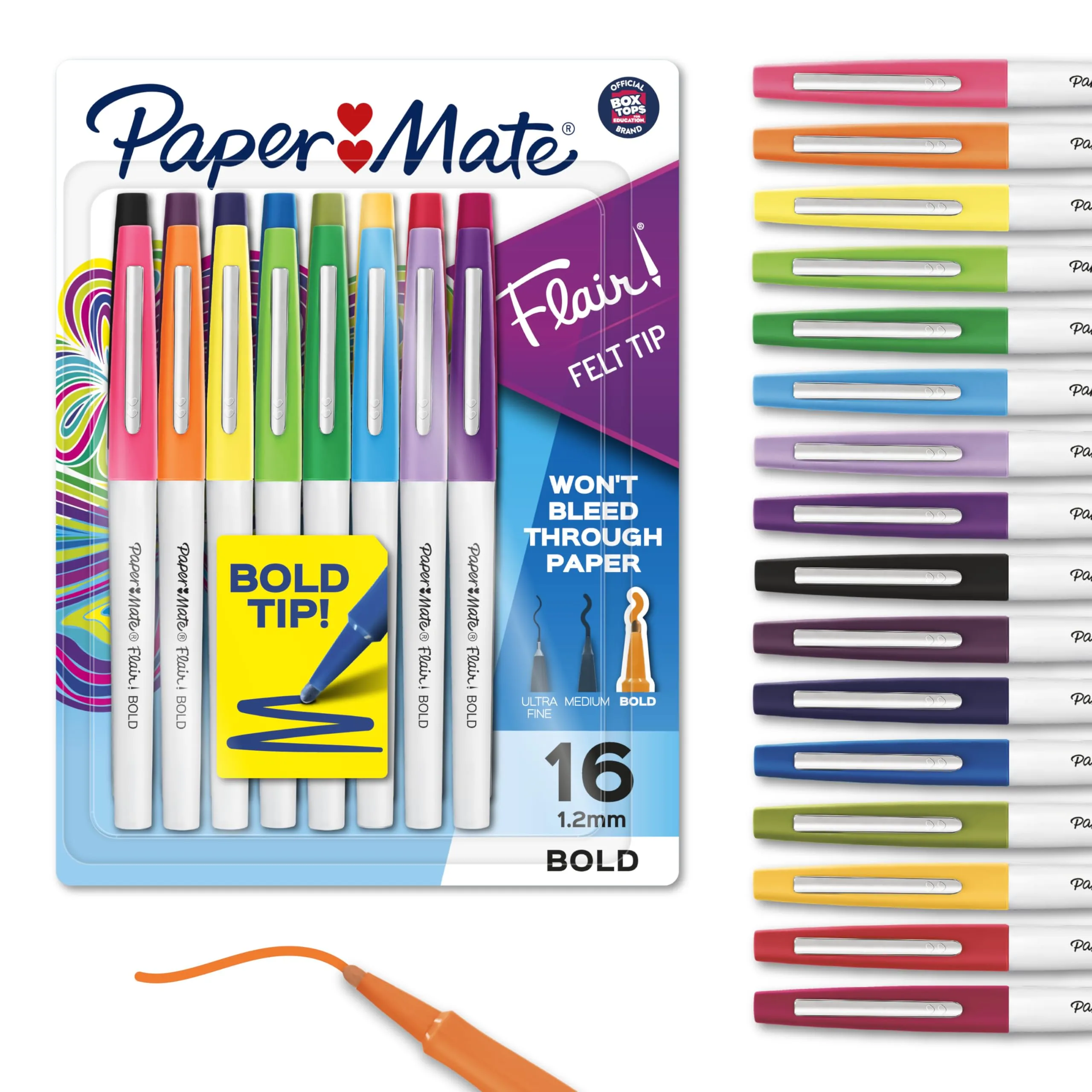 PAPER MATE Flair Felt Tip Pens Assorted Colors 16 Count
