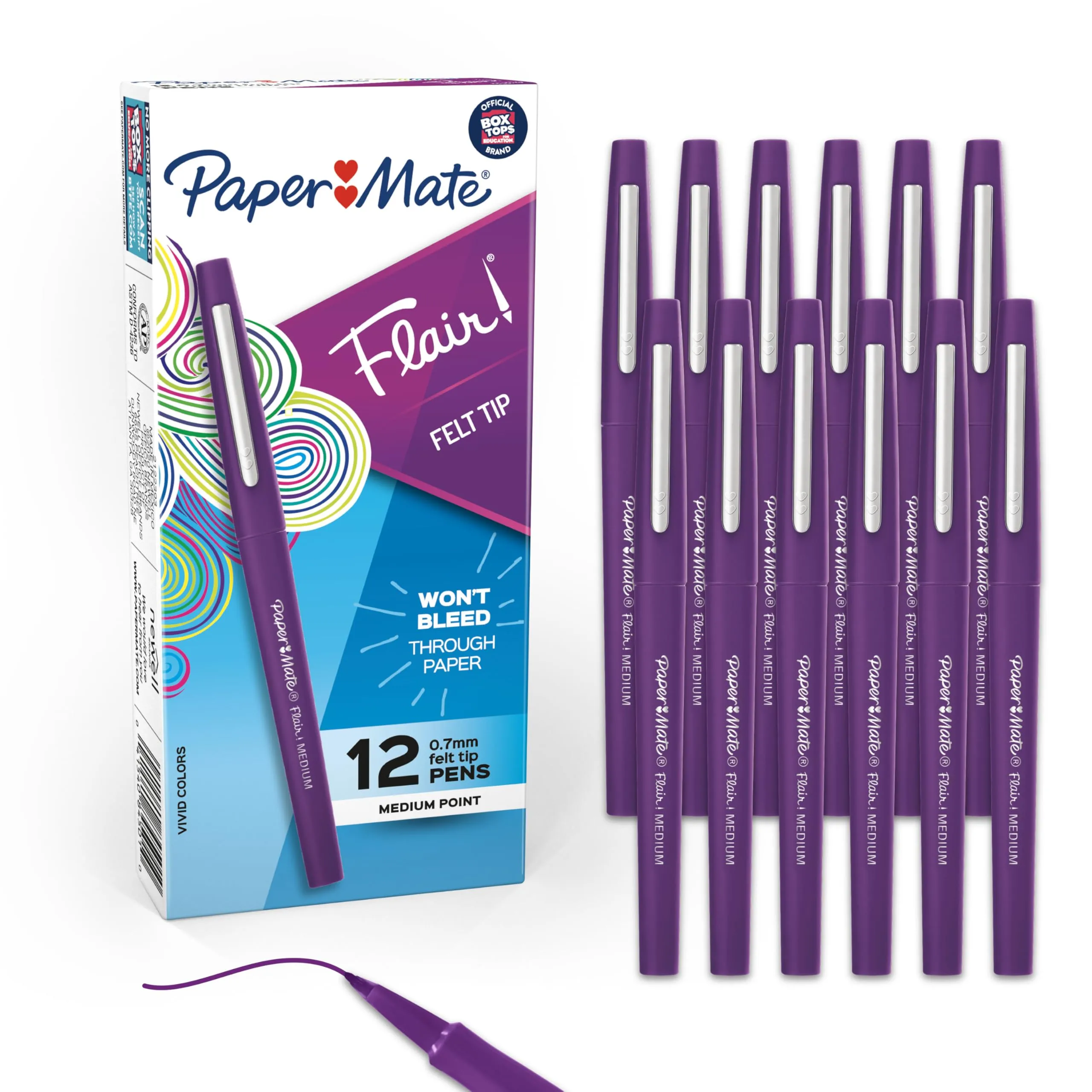 PAPER MATE Flair Felt Tip (Porous-Point) Pens, Medium 0.7mm, Pack of 12