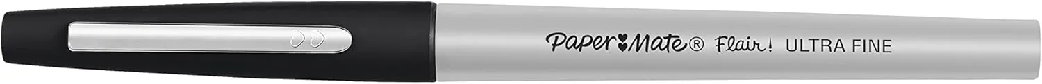Paper Mate Flair Felt Tip Pens, Ultra-Fine 0.4mm, Black, 12 Count