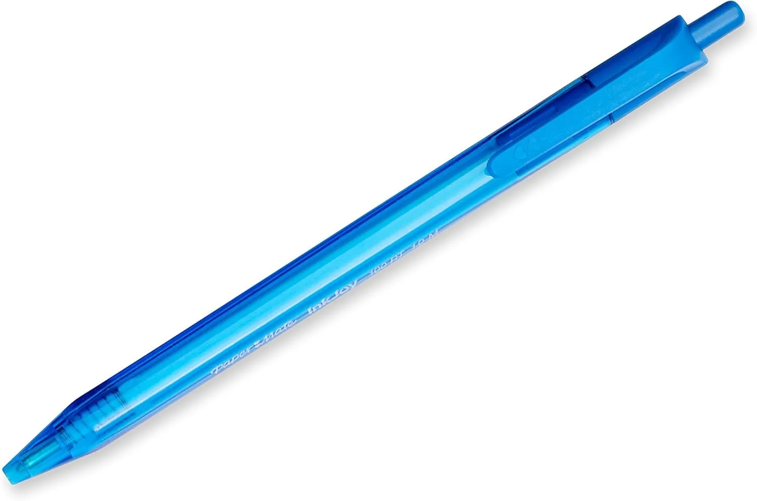 Paper Mate® InkJoy 100 RT Pens, Medium Point, 1.0 mm, Translucent Blue Barrels, Blue Ink, Pack Of 12