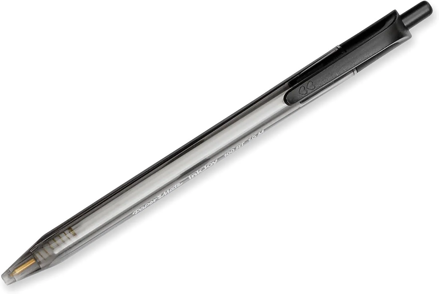 Paper Mate® InkJoy 100 RT Pens, Medium Point, 1.0 mm, Translucent Black Barrels, Black Ink, Pack Of 12