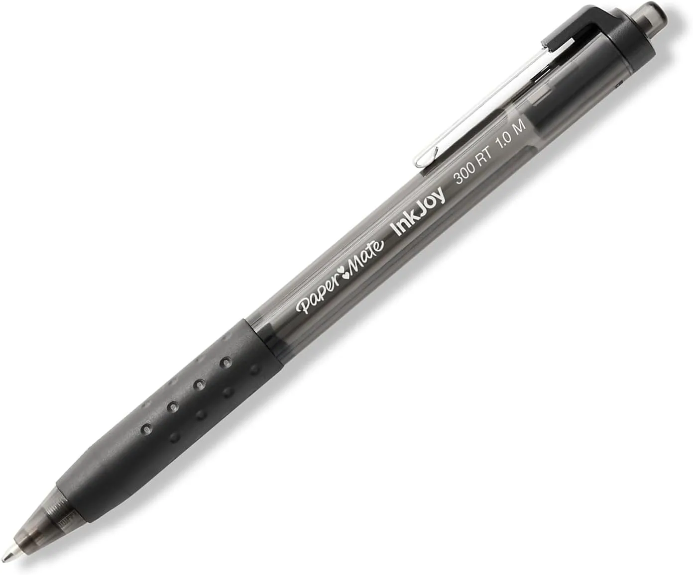 Paper Mate® InkJoy™ 300 RT Retractable Pens, Medium Point, 1.0 mm, Clear Barrels, Black Ink, Pack Of 24