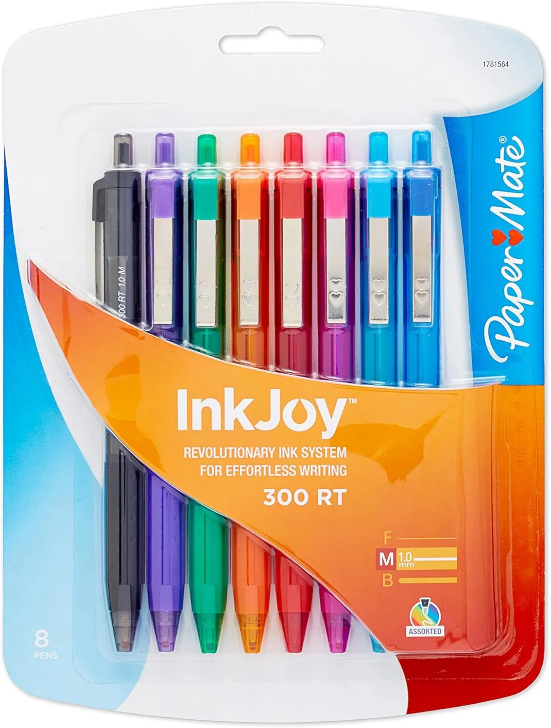 Paper Mate InkJoy 300 RT Retractable Pens, Medium Point, 1.0 mm, Assorted Colors, 8-Count
