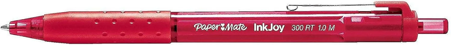 Paper Mate® InkJoy™ 300 RT Retractable Pens, Medium Point, 1.0 mm, Translucent Red Barrels, Red Ink, Pack Of 12