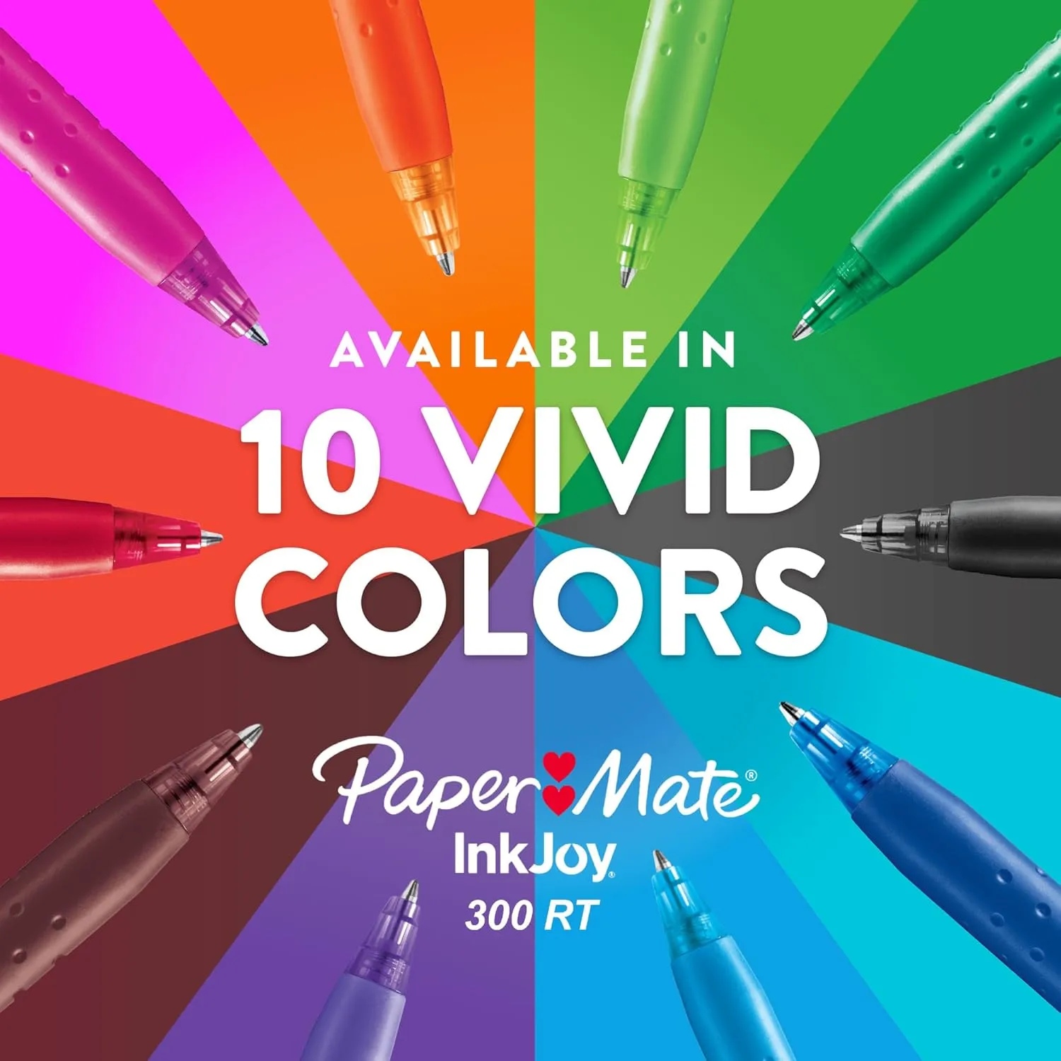 Paper Mate® 300RT Effortless Glide Ballpoint Pens, Medium Point, 1.0 mm, Transparent Barrels, Black Ink, 8 Count