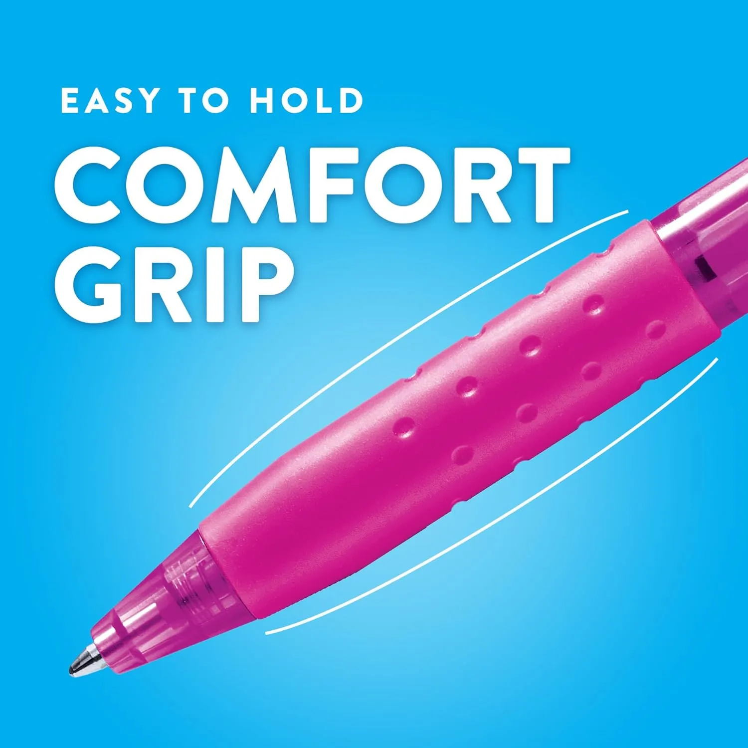 Paper Mate® 300RT Effortless Glide Ballpoint Pens, Medium Point, 1.0 mm, Transparent Barrels, Black Ink, 8 Count