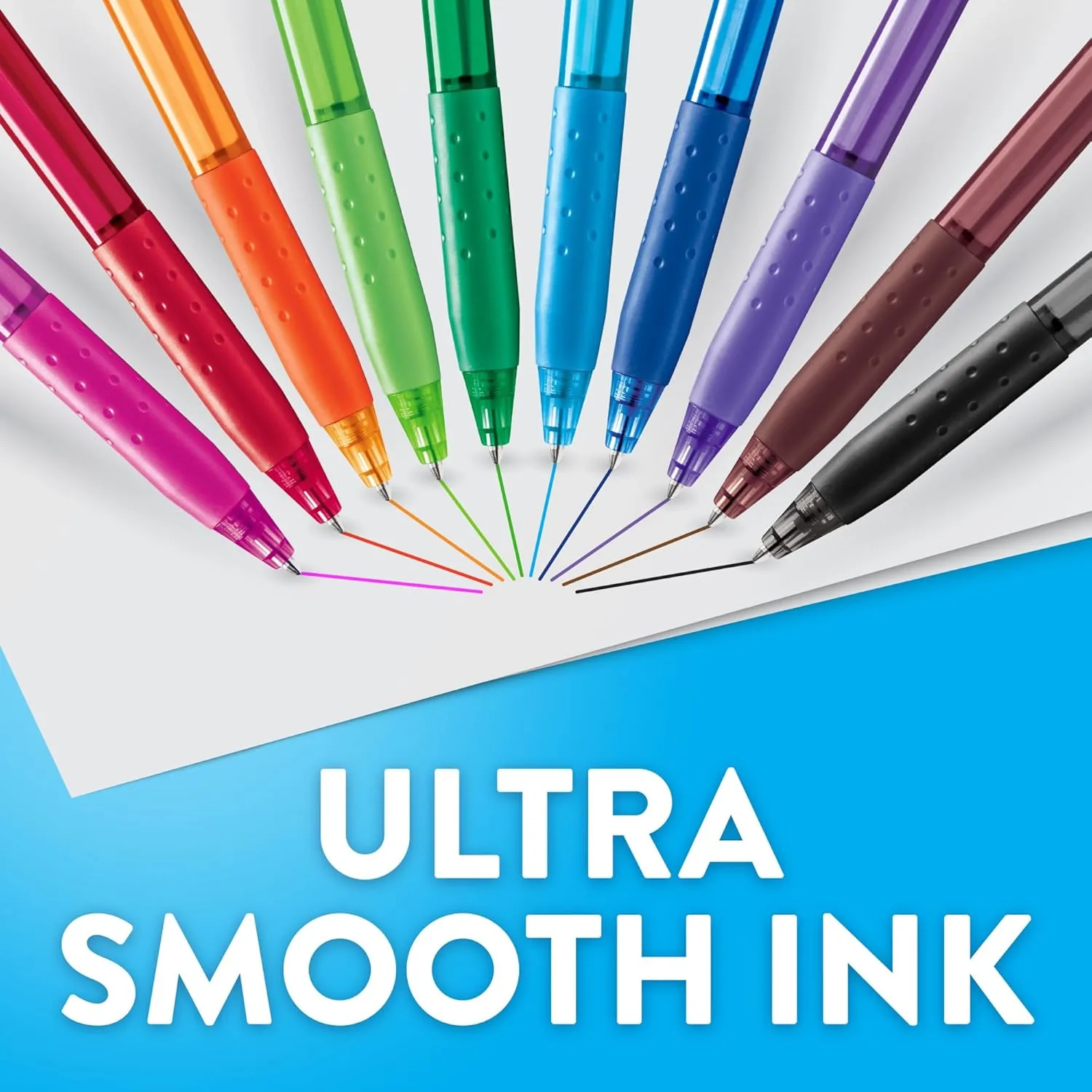 Paper Mate® 300RT Effortless Glide Ballpoint Pens, Medium Point, 1.0 mm, Transparent Barrels, Black Ink, 8 Count