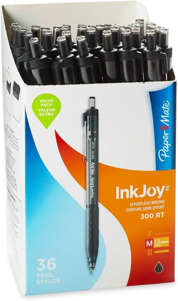 Paper Mate InkJoy 300RT Retractable Ballpoint Pens, Medium Point, Black, 36-Count