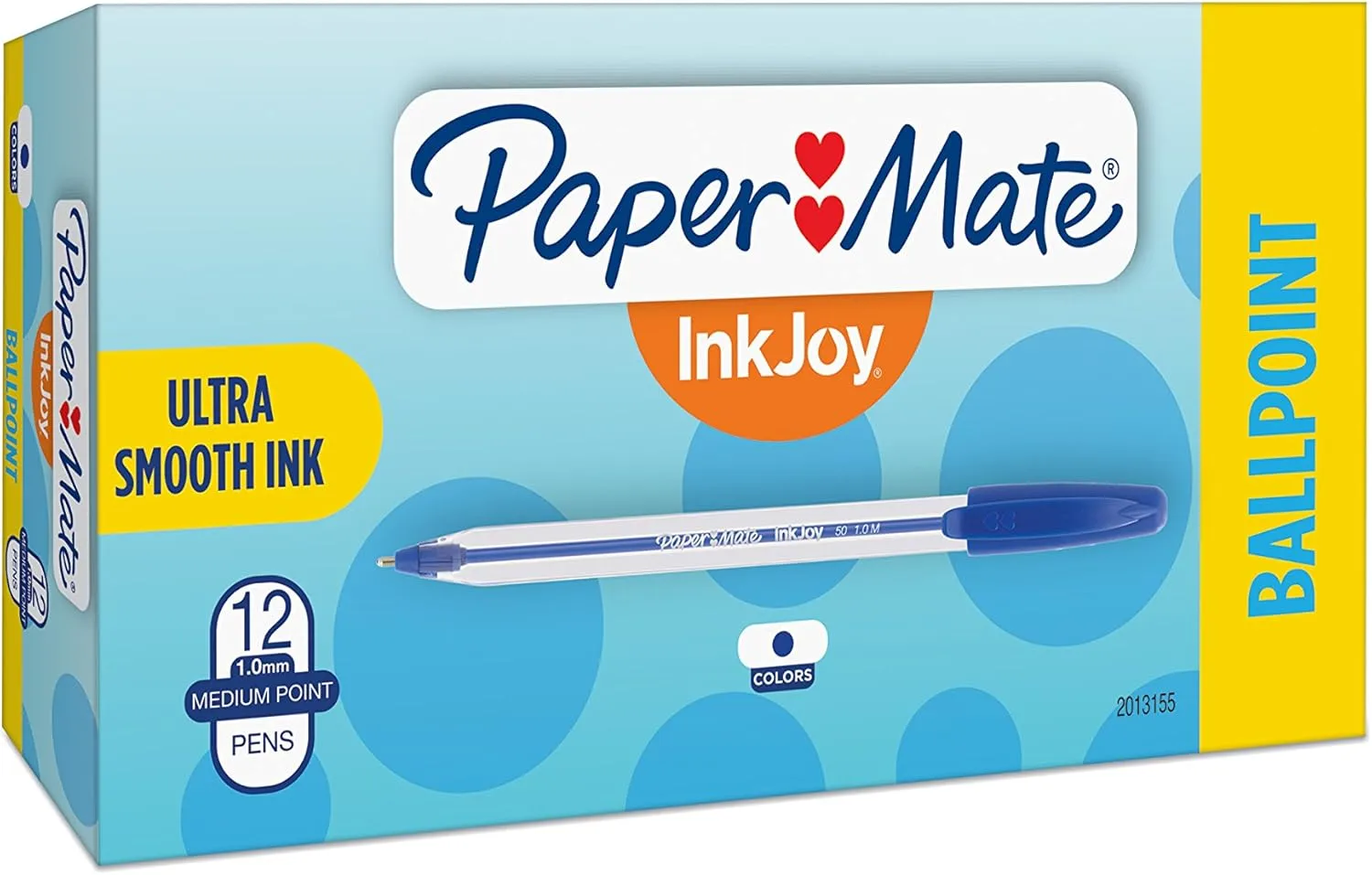 Paper Mate InkJoy 50ST Ballpoint Pens, Medium Point, 1.0 mm , Translucent Barrel, Blue Ink, Pack Of 12 Pens