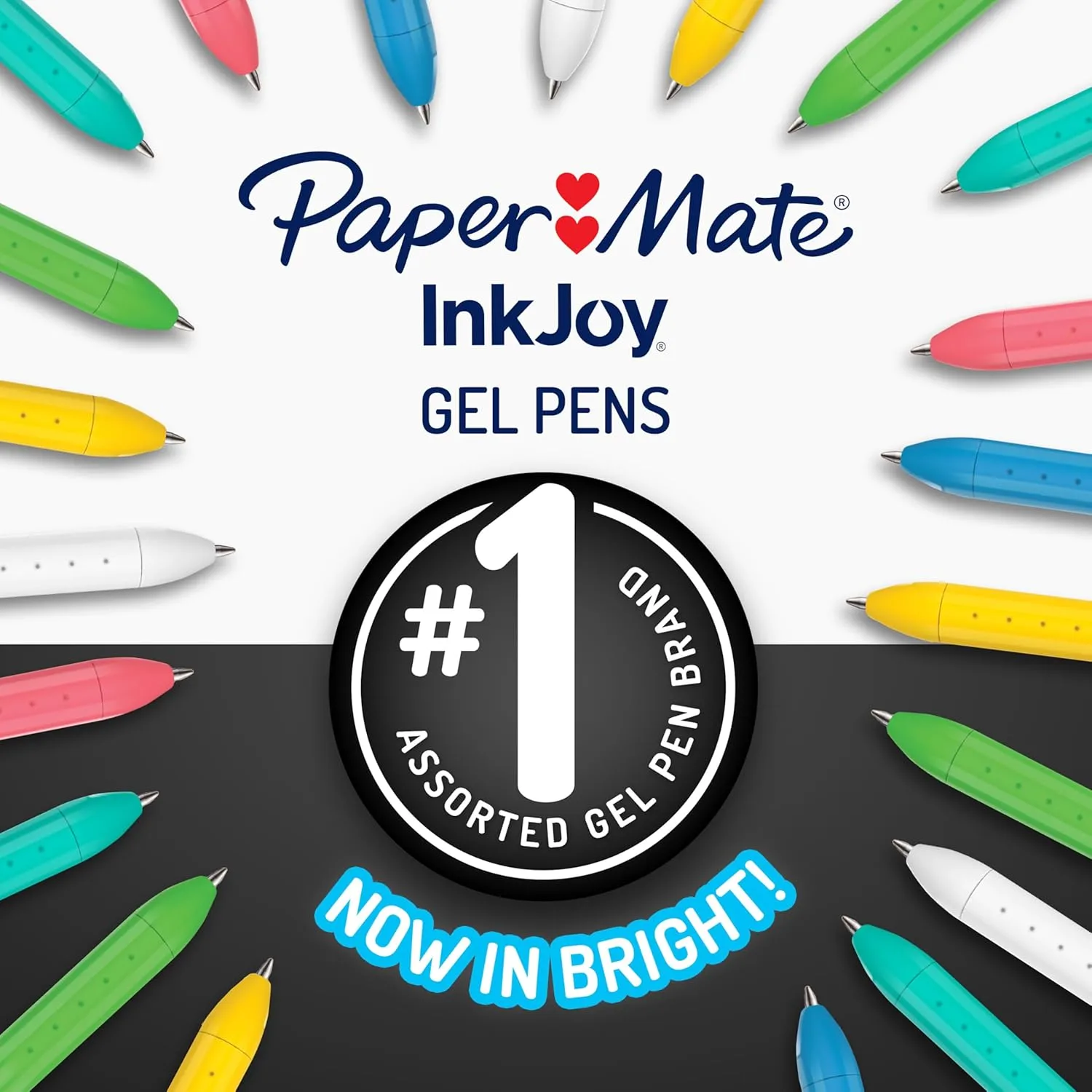 Paper Mate® InkJoy® Bright Pens, Gel Pens, Medium Point (0.7mm), Retractable, Bright White Ink, 3 Count