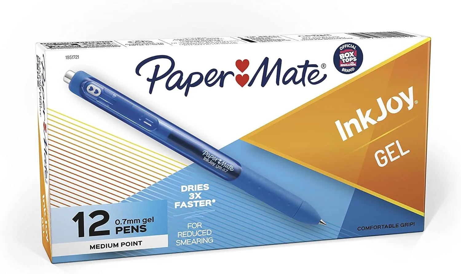 Paper Mate InkJoy Gel Pens, Medium Point, 0.7 mm, Blue Ink, Pack of 12
