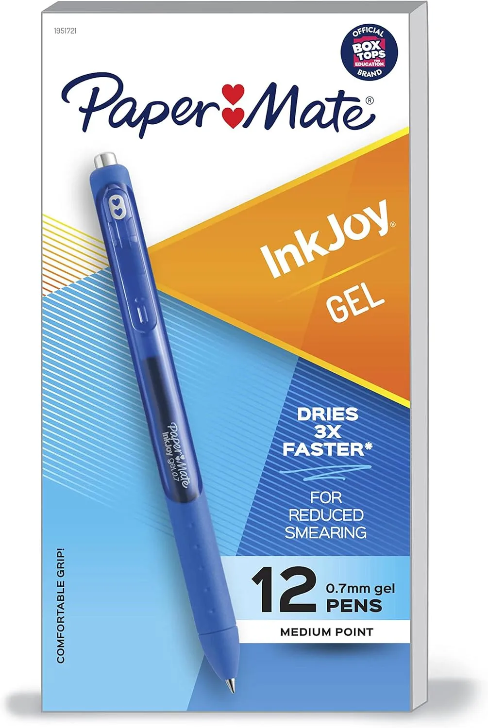 Paper Mate InkJoy Gel Pens, Medium Point, 0.7 mm, Blue Ink, Pack of 12
