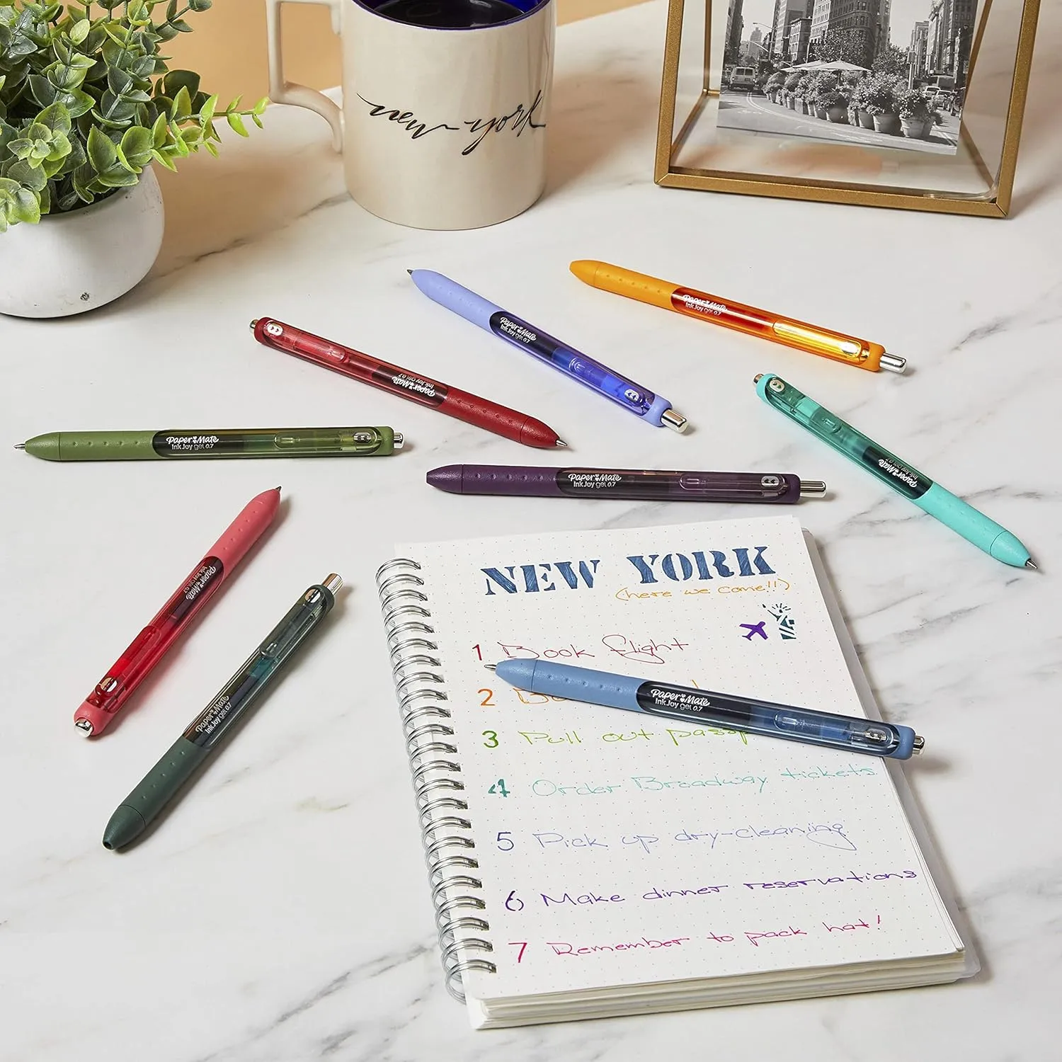 Paper Mate InkJoy Gel Pens, Medium Point, 0.7 mm, Blue Ink, Pack of 12