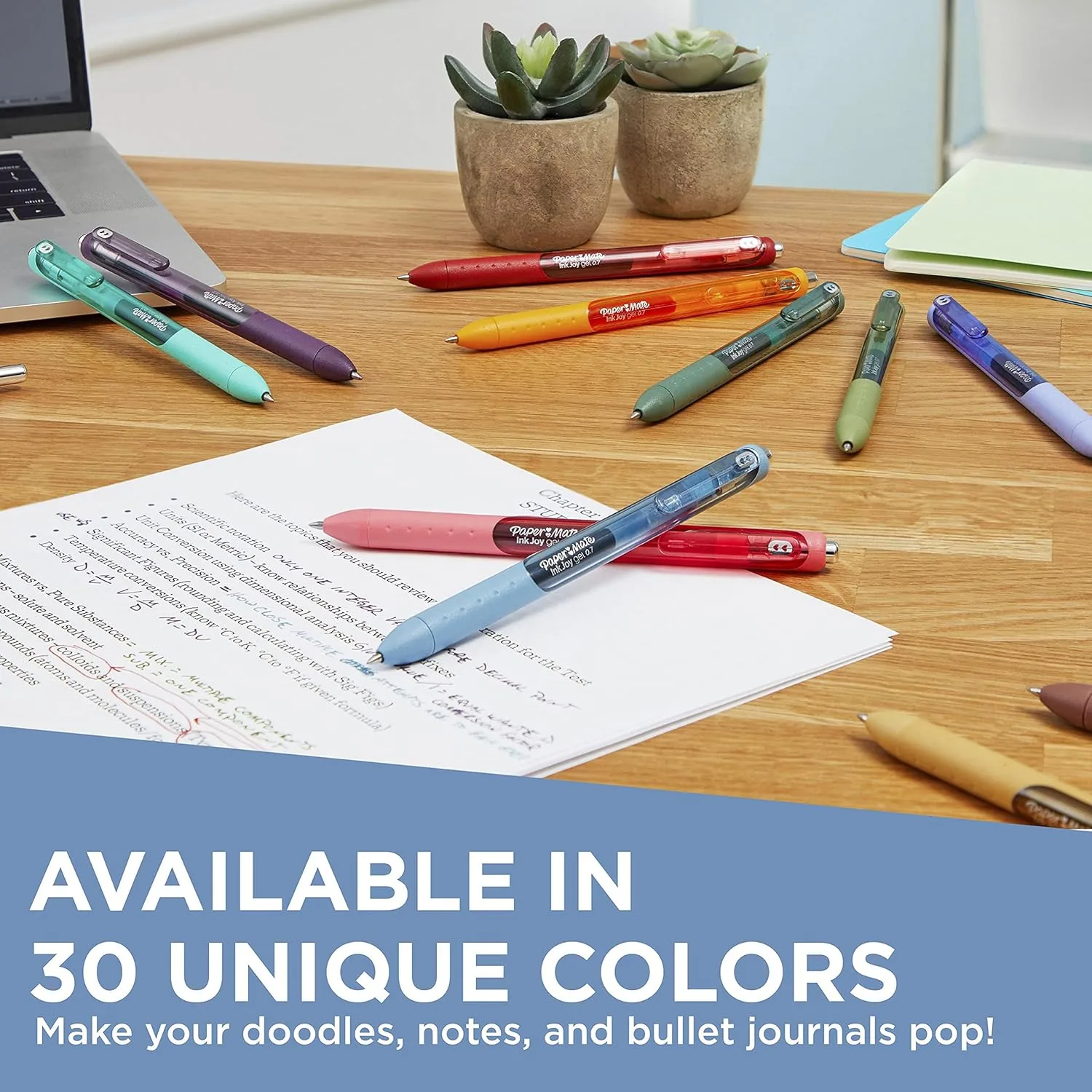 Paper Mate InkJoy Gel Pens, Medium Point, 0.7 mm, Blue Ink, Pack of 12