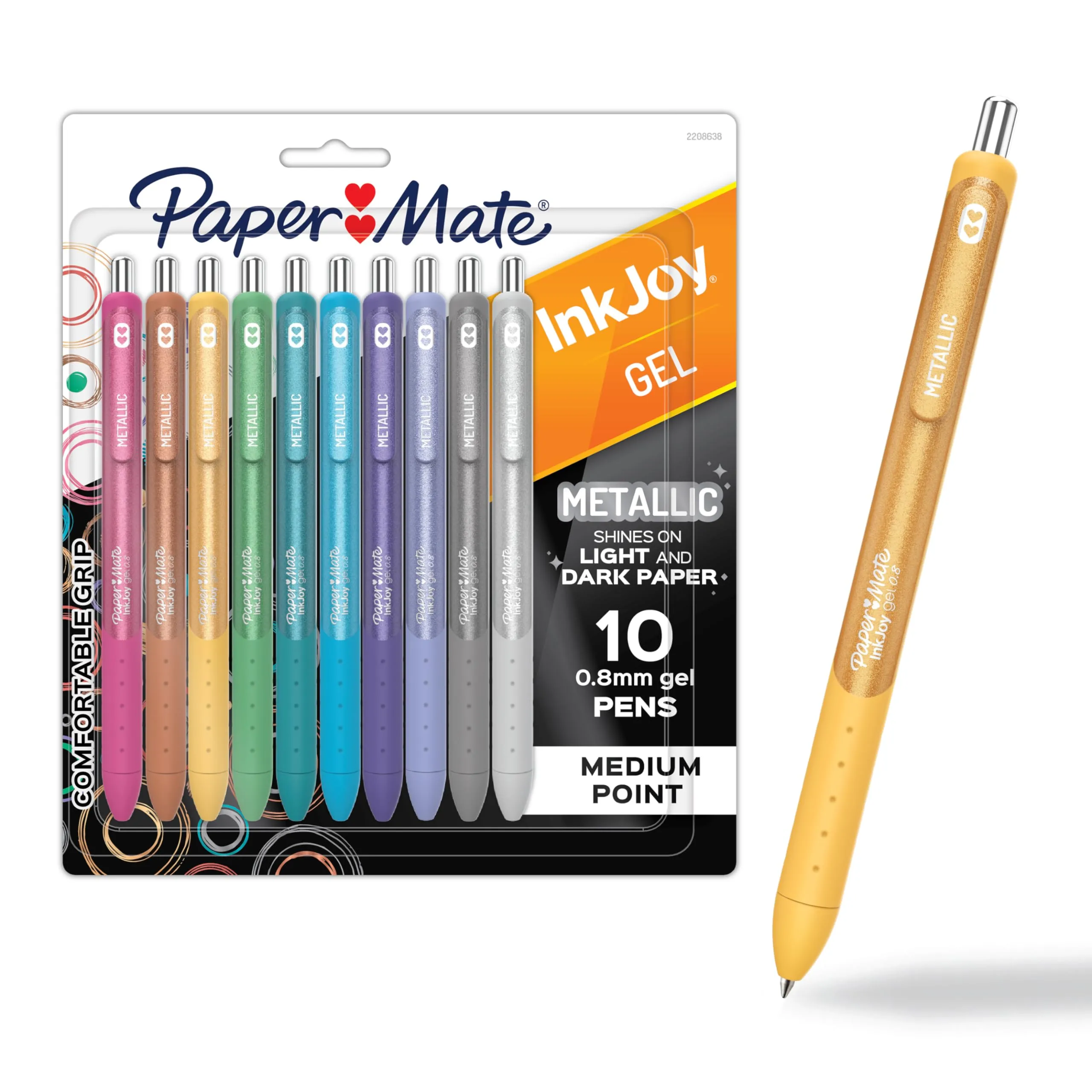 Paper Mate InkJoy Gel Metallic Retractable Pens, Medium Point (0.8 mm)