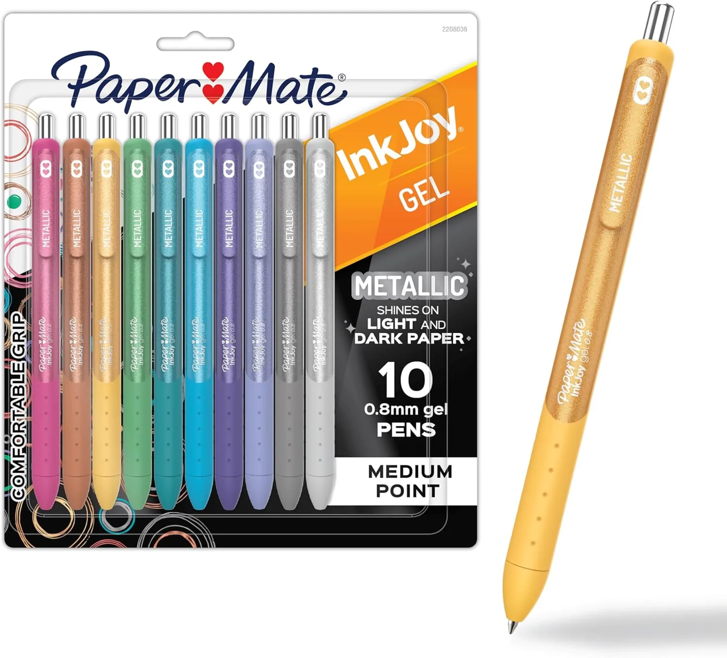Paper Mate InkJoy Gel Metallic Retractable Pens, Medium Point (0.8 mm)