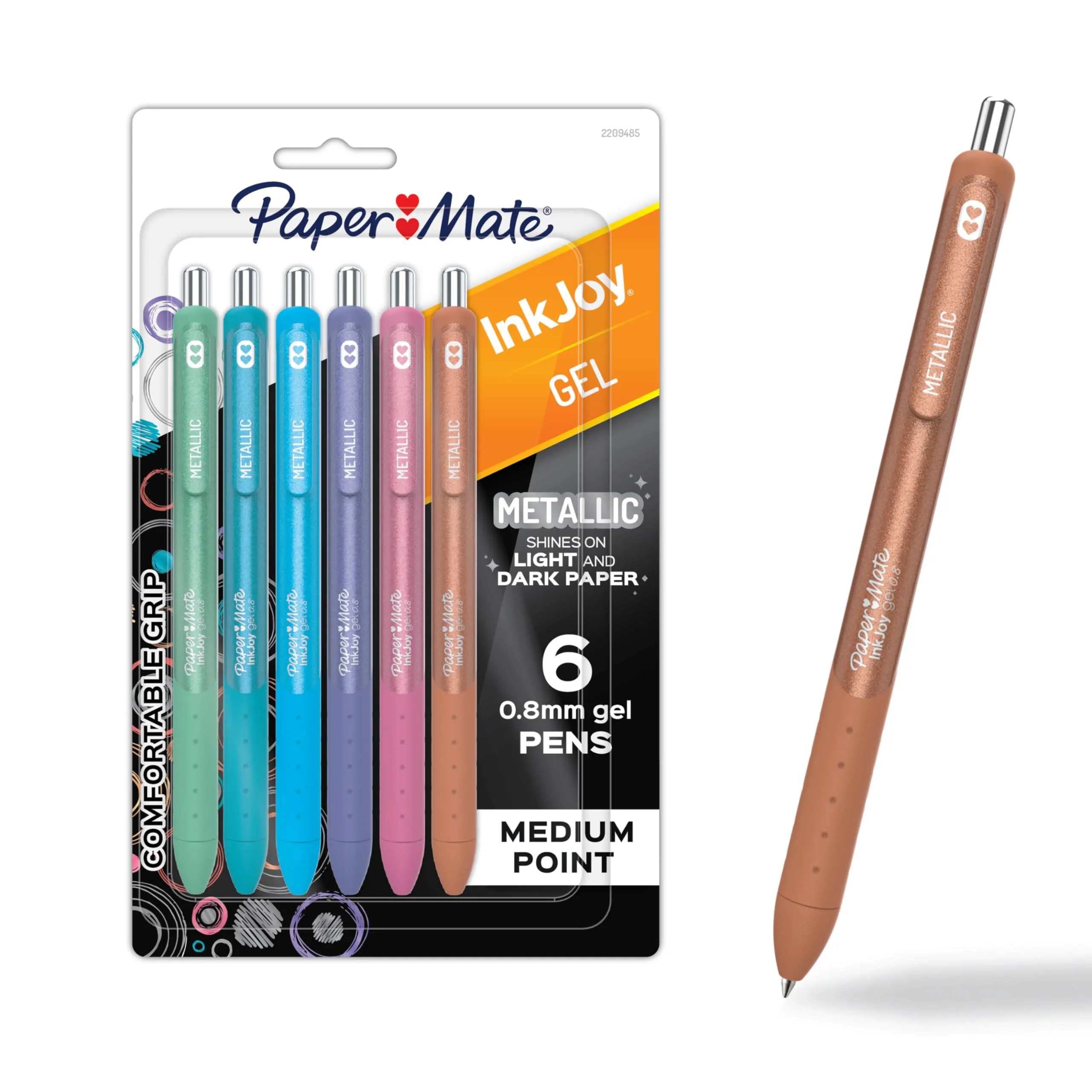 Paper Mate InkJoy Gel Metallic Retractable Pens, Medium Point (0.8 mm)