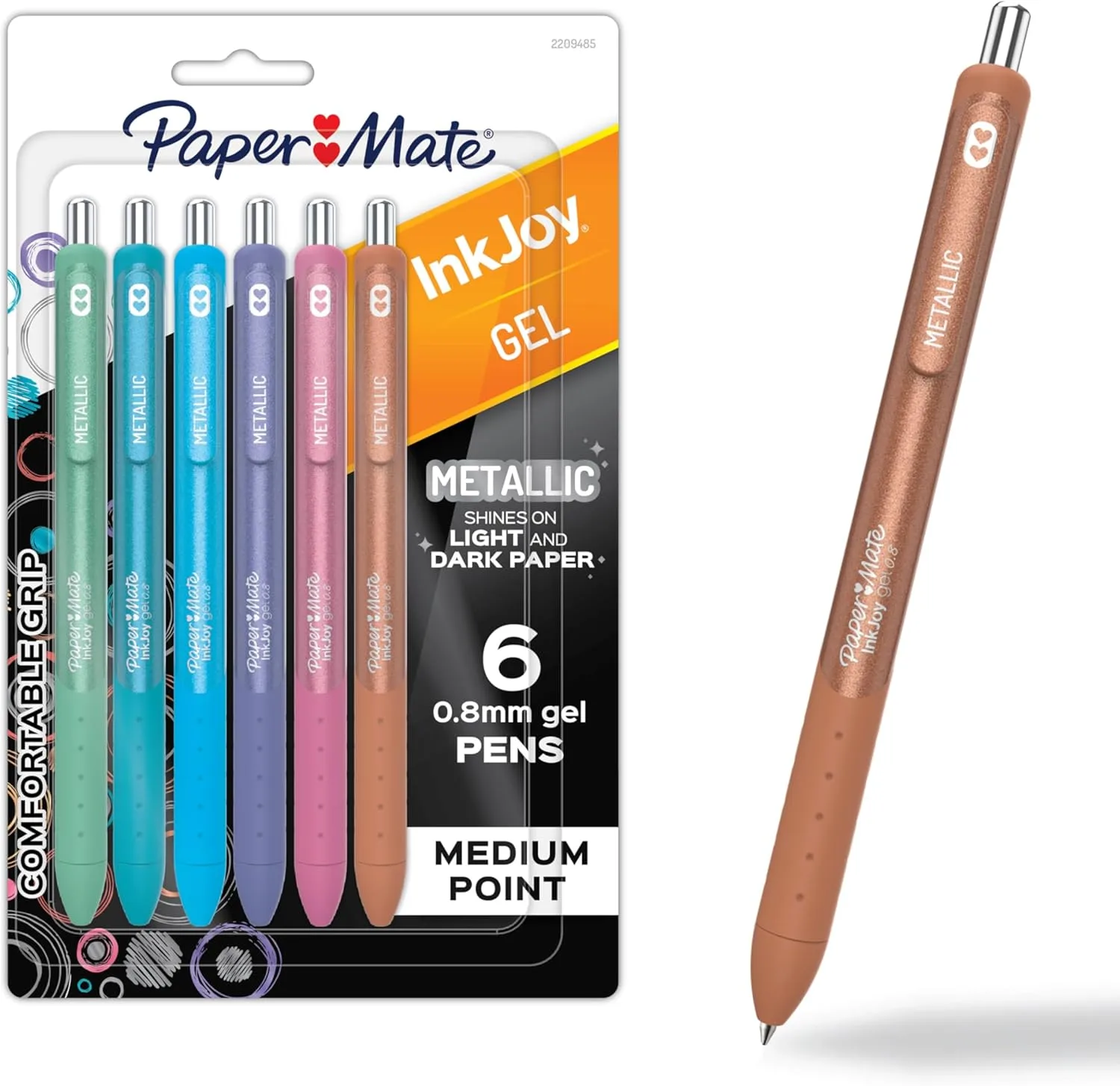 Paper Mate InkJoy Gel Metallic Retractable Pens, Medium Point (0.8 mm)