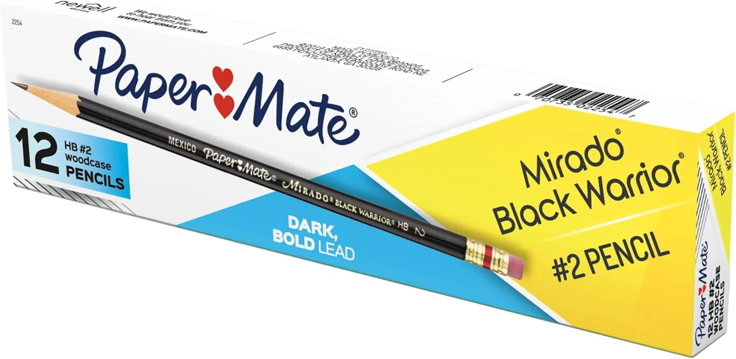 Paper Mate Mirado Black Warrior Pencil, HB (#2), Black Matte Barrel, Dozen
