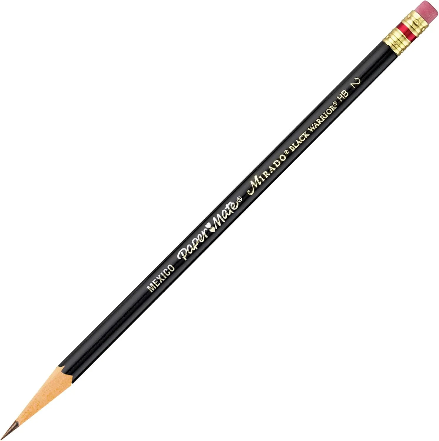 Paper Mate Mirado Black Warrior Pencil, HB (#2), Black Matte Barrel, Dozen