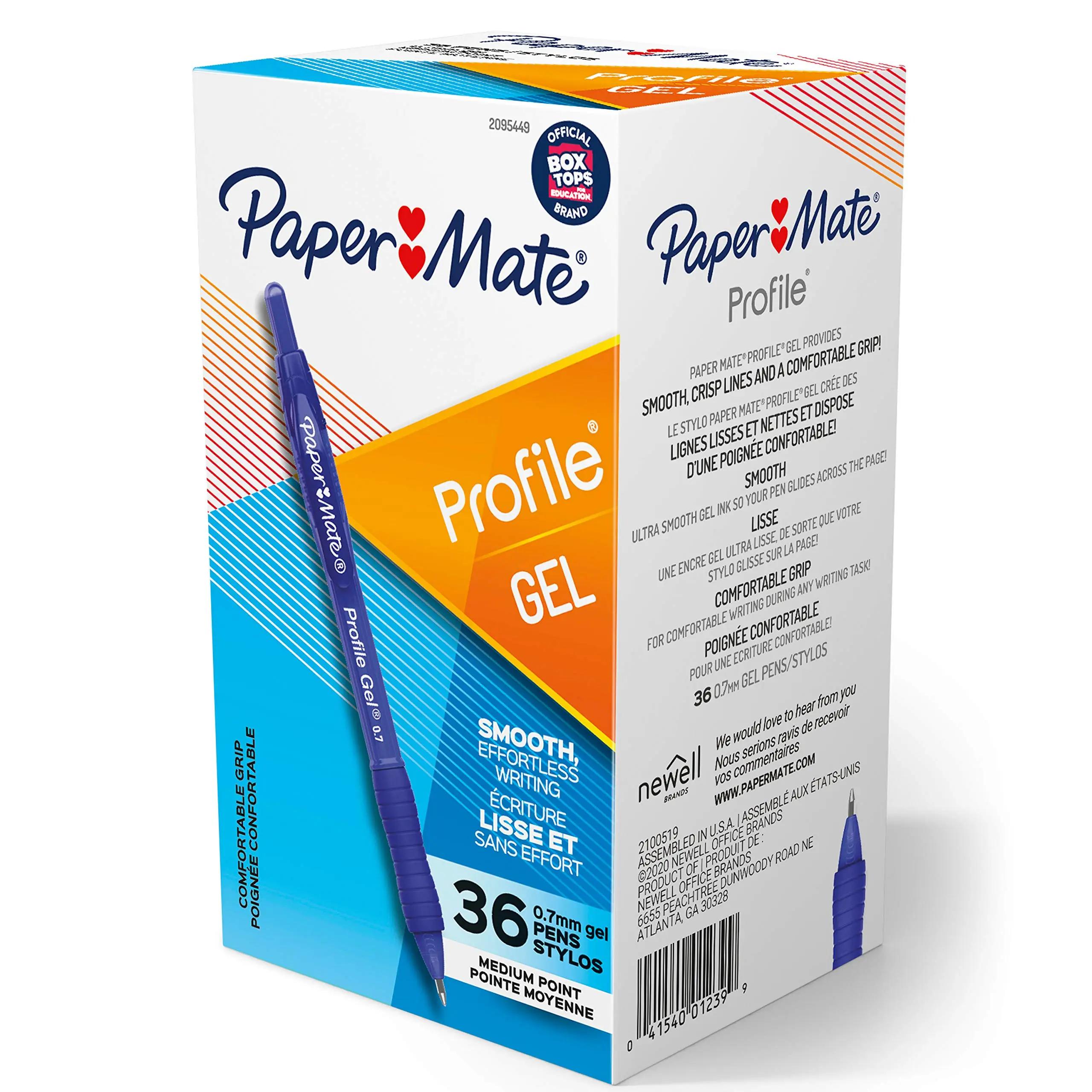 Paper Mate Gel Pen Profile Retractable Pen 0.7mm Blue 36 Count
