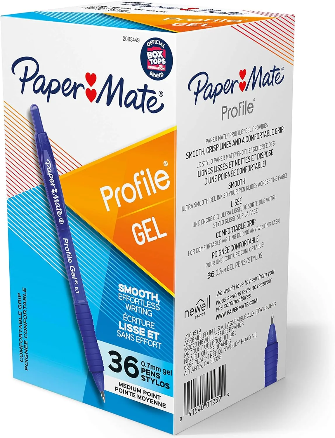Paper Mate Gel Pen Profile Retractable Pen 0.7mm Blue 36 Count