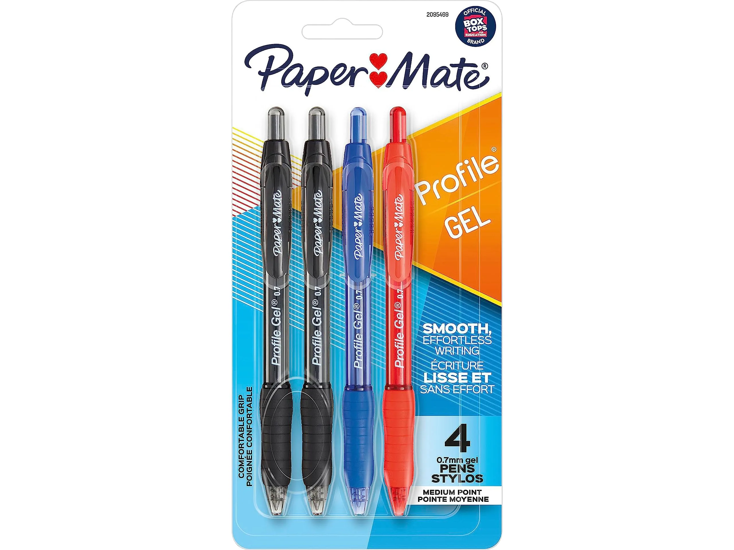 Paper Mate Profile Gel Pen, Retractable, 0.7mm, Assorted Ink, 4 Count