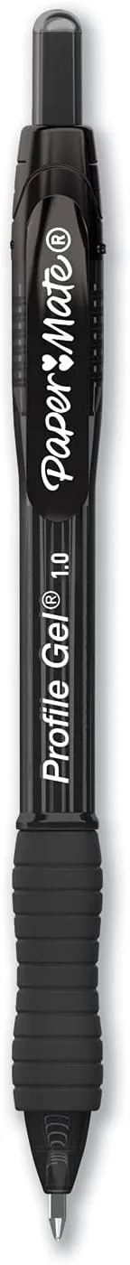 Paper Mate Gel Pen, Profile Retractable Pen, 1.0mm, Black, 12 Count