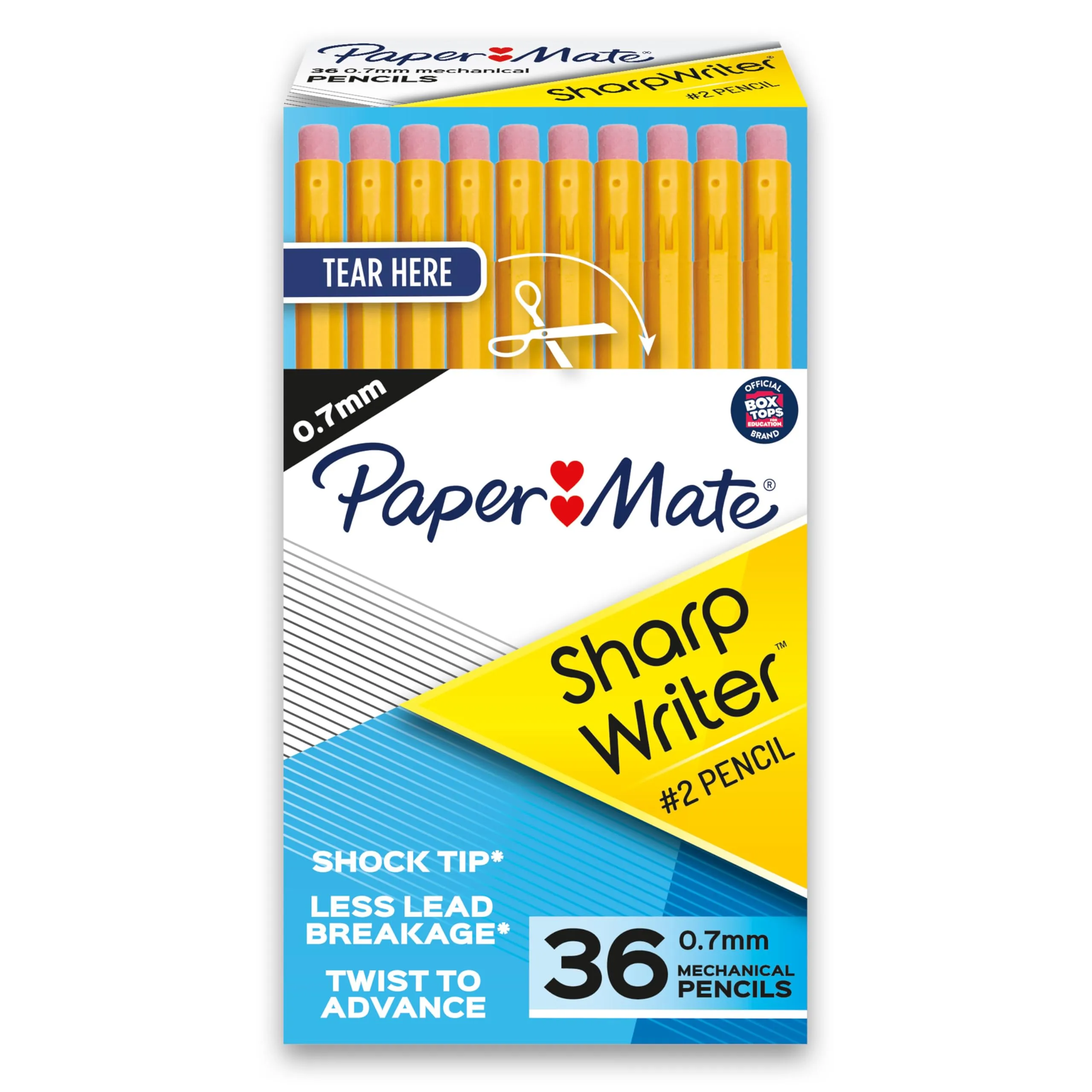 Paper Mate SharpWriter Mechanical Pencils, 0.7 mm, Yellow, 36 Count