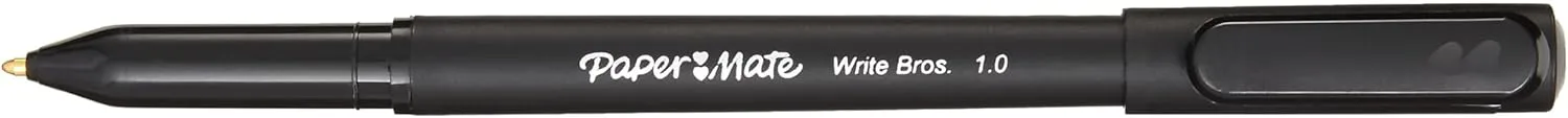 Paper Mate Write Bros. Ballpoint Stick Pens, Medium Point 1.0mm, Black Barrel, Pack of 60