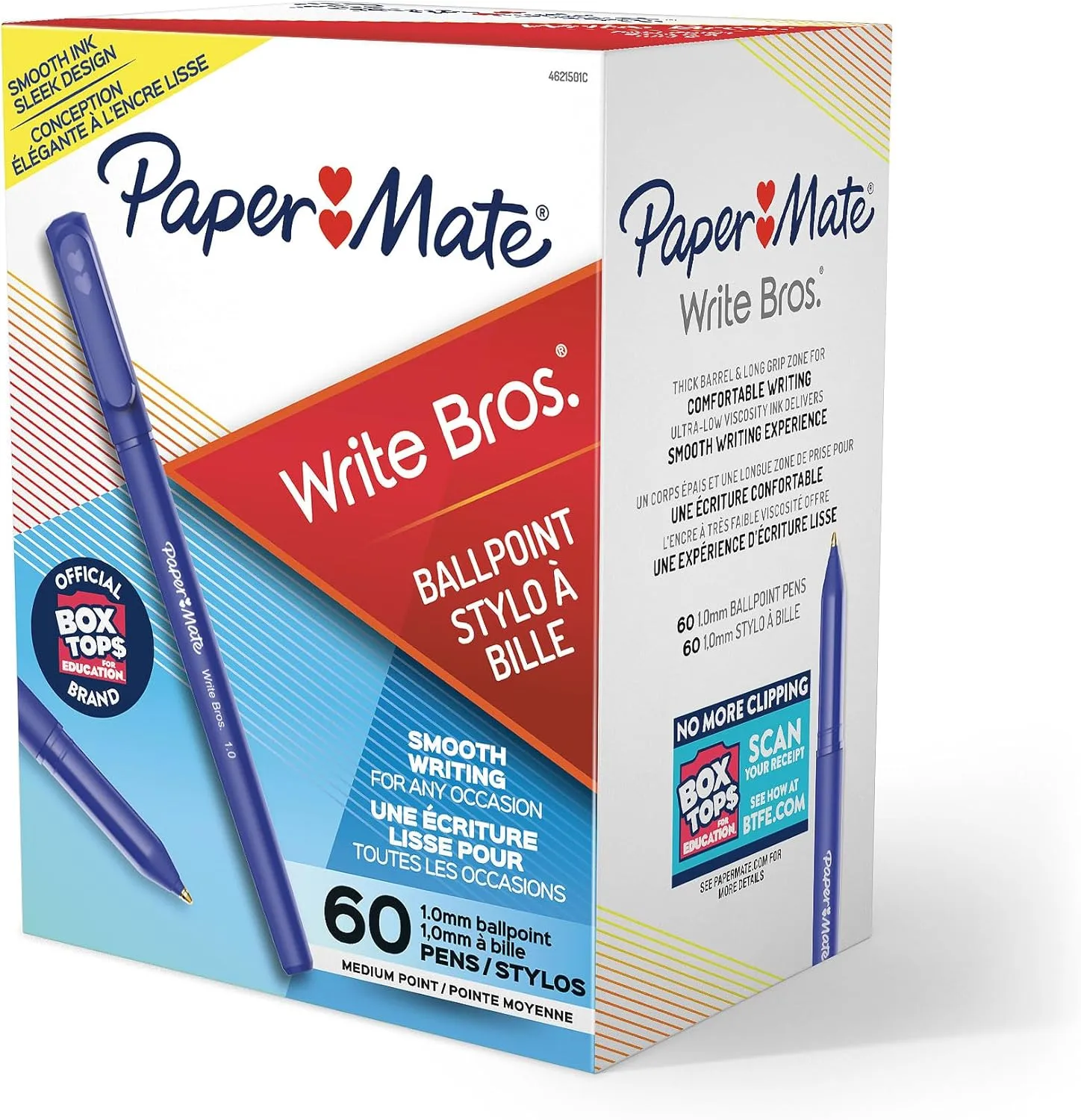 Paper Mate Write Bros. Ballpoint Pens, 1.0mm Medium, Blue Ink, 60 Count