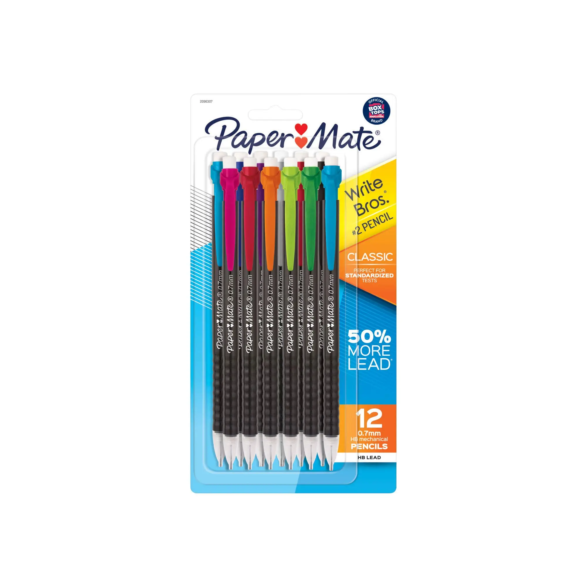 Paper Mate Write Bros. Classic Mechanical Pencils, #2 Lead, 0.7 mm, Black, 12 Count