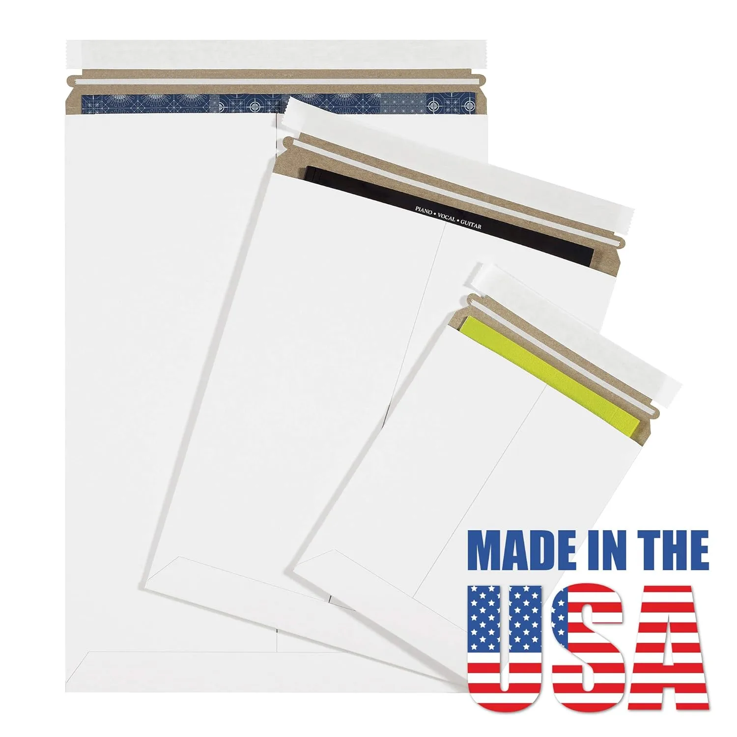 Aviditi 6 x 8" Stayflats Brand Rigid Flat Mailers, White (Pack of 100) Photo Document Mailers, Peel & Seal Closure