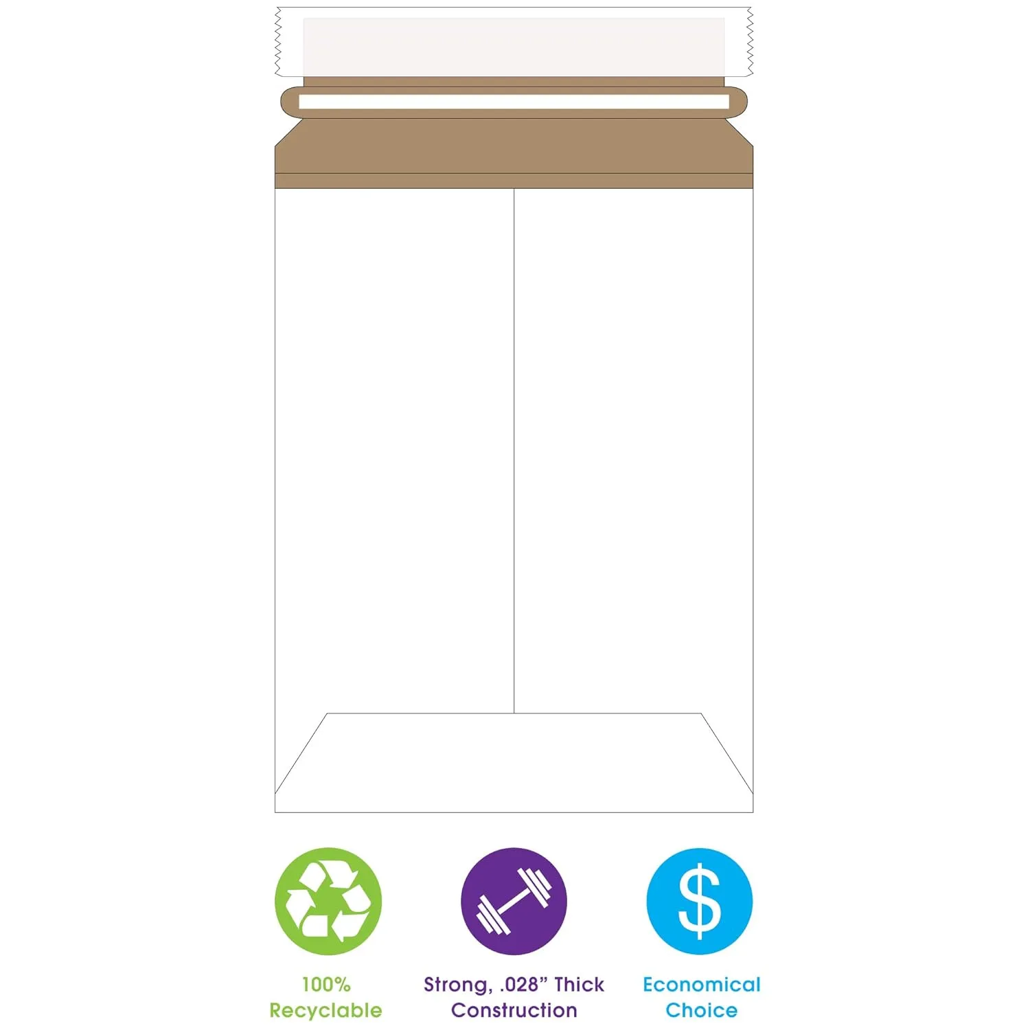 Aviditi 6 x 8" Stayflats Brand Rigid Flat Mailers, White (Pack of 100) Photo Document Mailers, Peel & Seal Closure