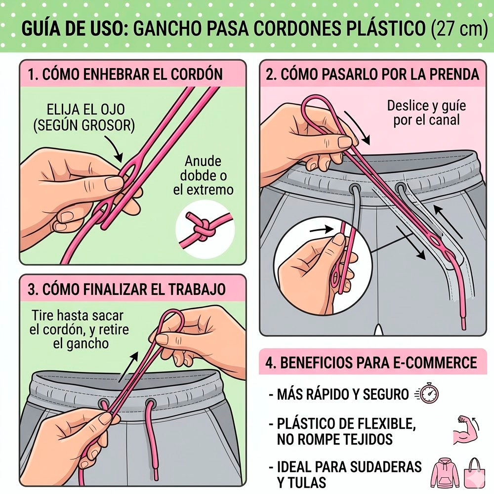 Ganchos Pasa Cordones Plásticos Paquete por 10 Unidades