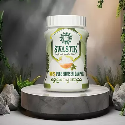 Swastik 100% Pure Bhimseni Camphor 100g Jar (1 Dozen pack)