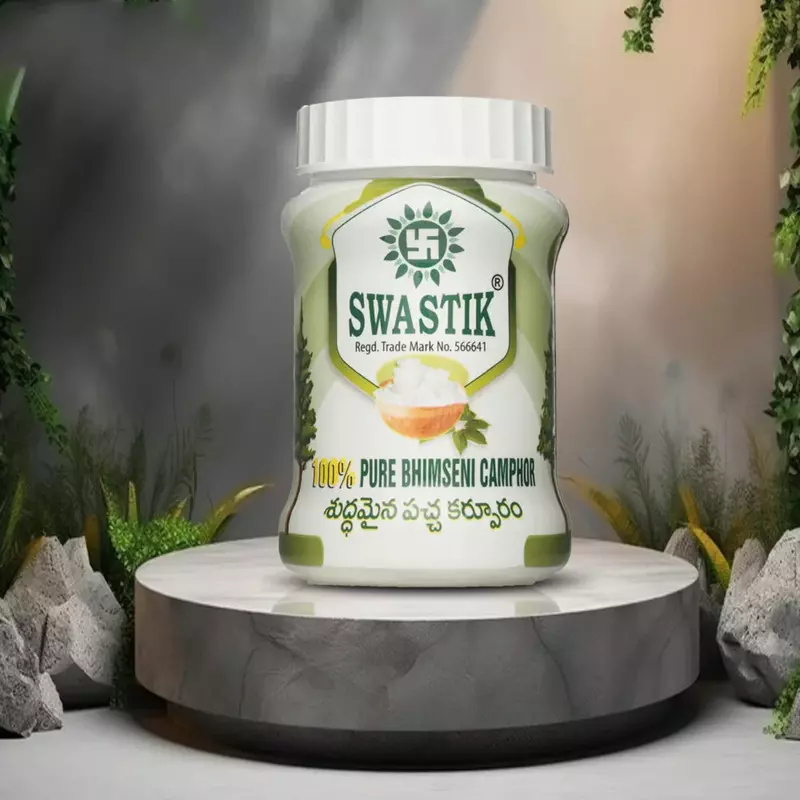 Swastik 100% Pure Bhimseni Camphor 100g Jar (1 Dozen pack)