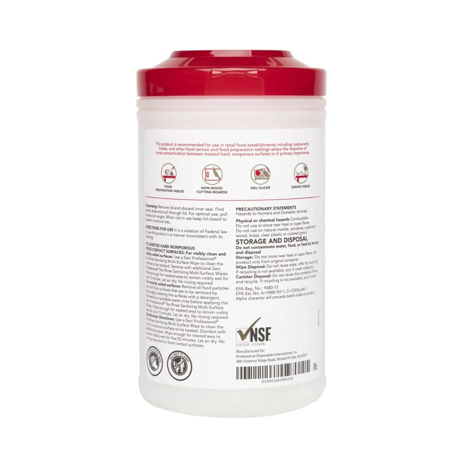 PDI Sani-Professional No-Rinse Sanitizing Wipes, 95 Ct, Canister (Pack of 6)
