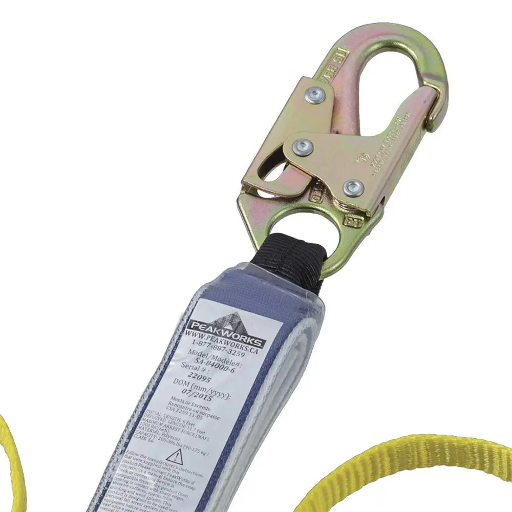 PEAKWORKS 6 ft Double-Leg Shock Absorbing Safety Lanyard