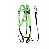 PeakWorks Safety Harness Fall Protection Lanyard Kit – Full Body, Industrial, ANSI Compliant, Adjustable, Hi Vis, 6 FT