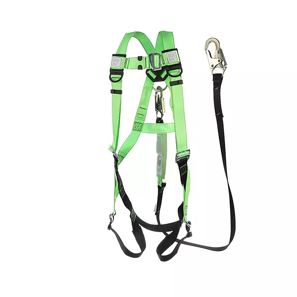 PeakWorks Safety Harness Fall Protection Lanyard Kit – Full Body, Industrial, ANSI Compliant, Adjustable, Hi Vis, 6 FT