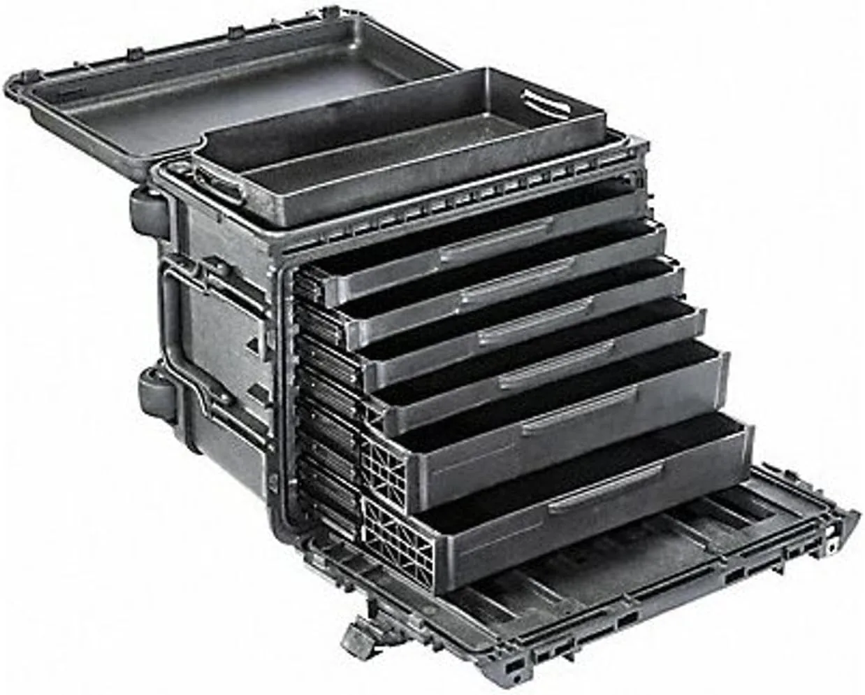 Pelican 004500-0610-110 0450Sd6, Protector Case/6 Shallow+1 Deep Drawers, Blk