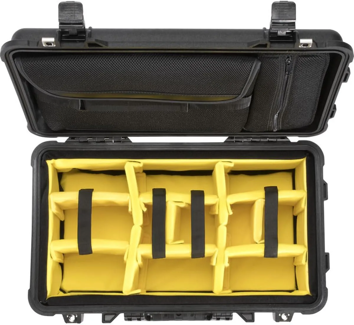 Pelican 1510SC Polycarbonate Studio Case, Black with Padded Yellow Foam Dividers