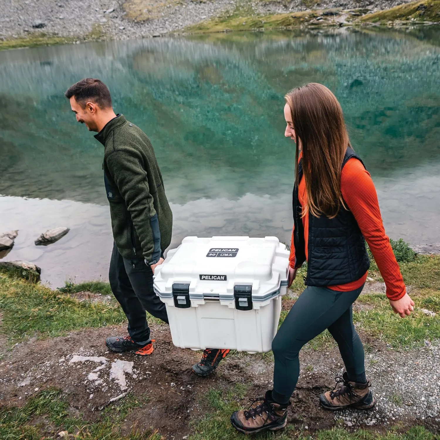 Pelican 30 Quart Elite Cooler Cement/White